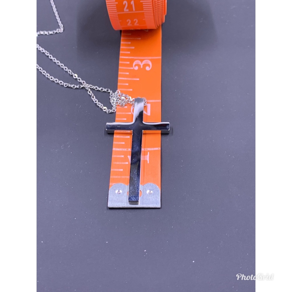 Stainless Steel Cross Pendant Necklace for Men - Picture 8 of 8